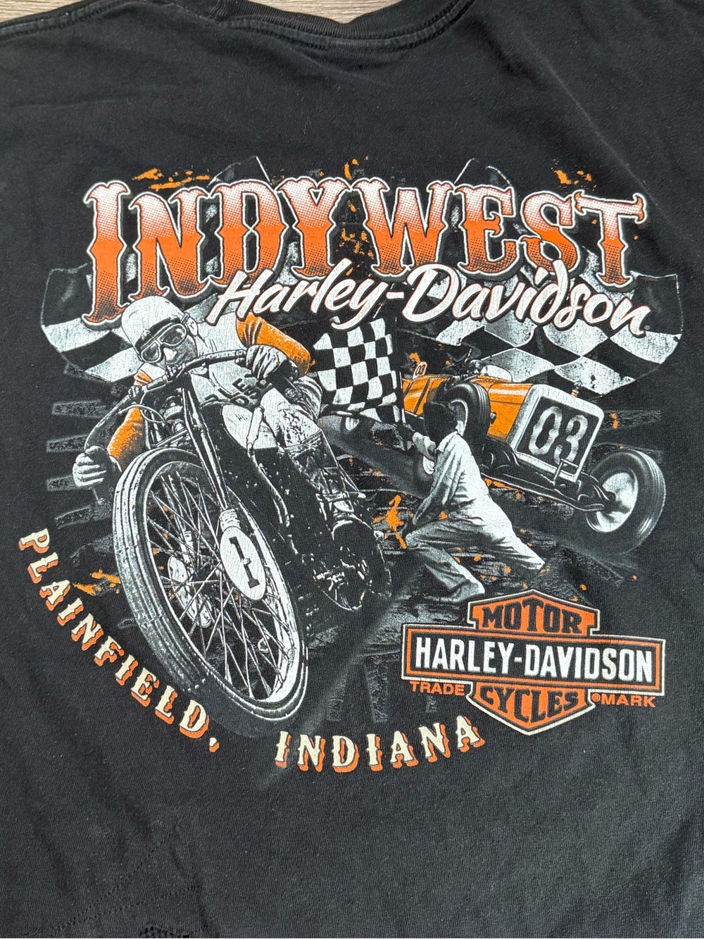 Harley-Davidson Black Tee with Orange Skull Accent